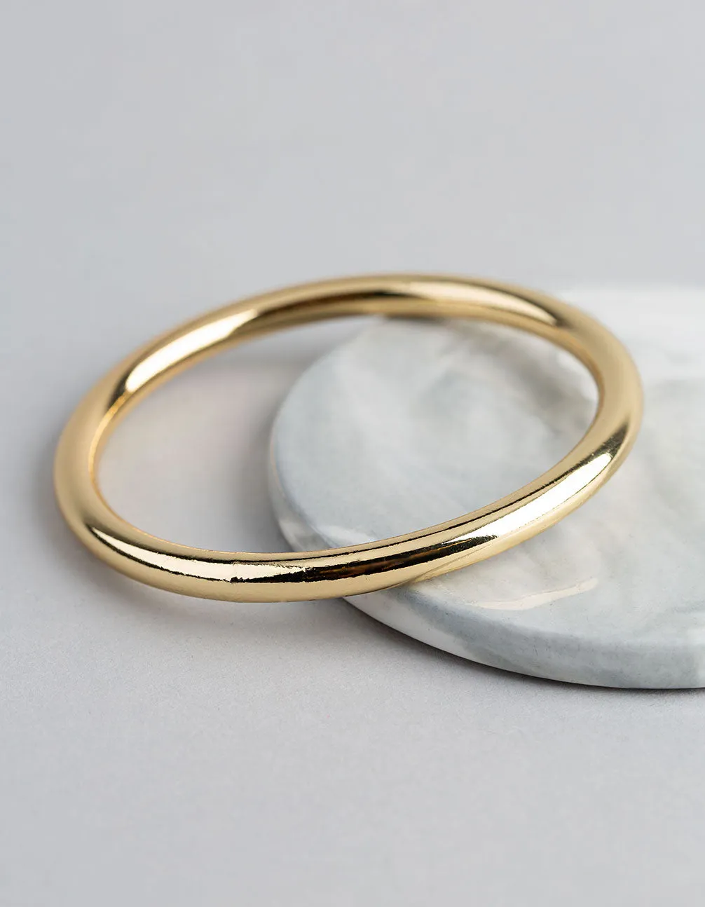 18ct Gold Plated Brass Solid Bangle Bracelet
