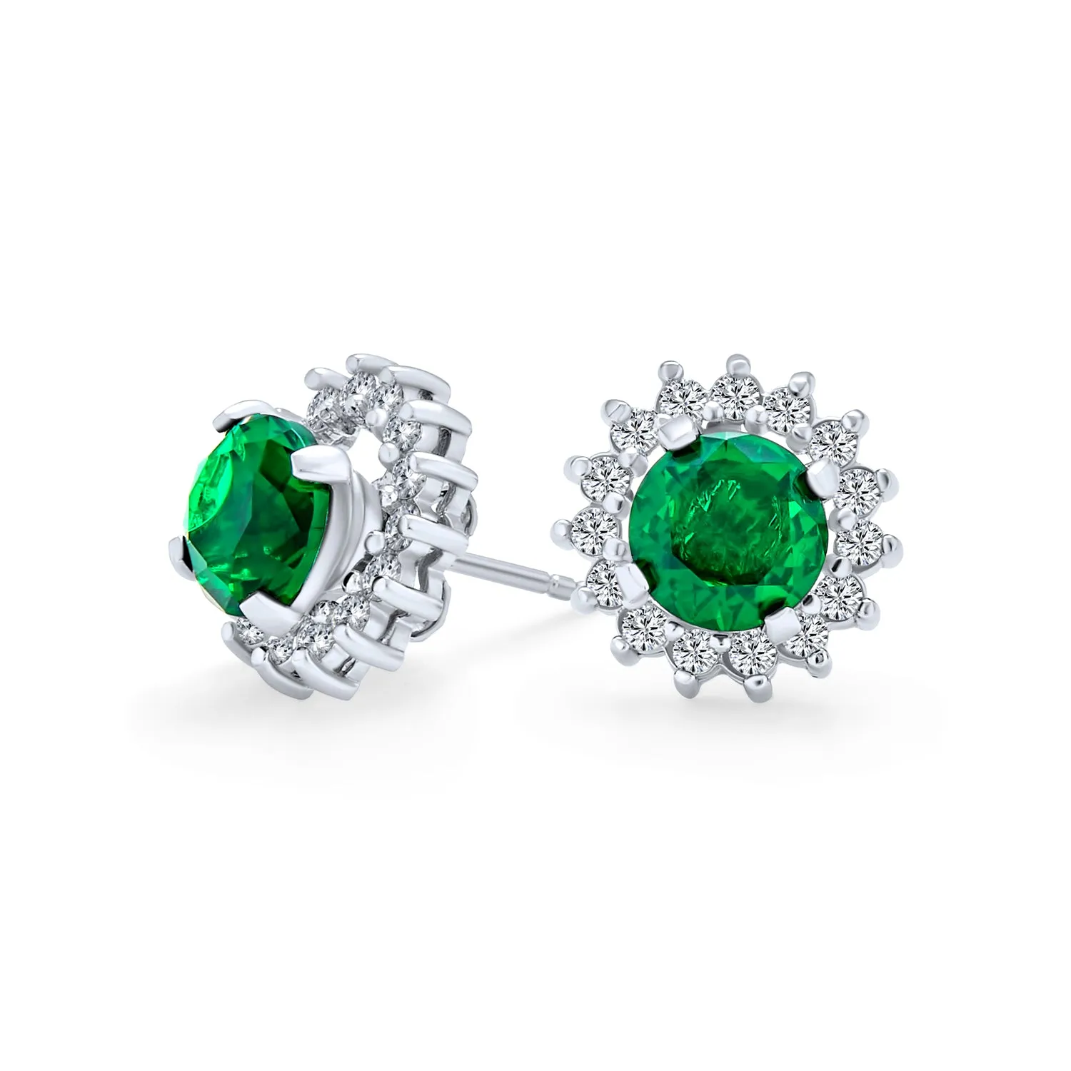 2 In 1 Earring Jacket with CZ Crown Halo & Solitaire Studs Sterling Silver