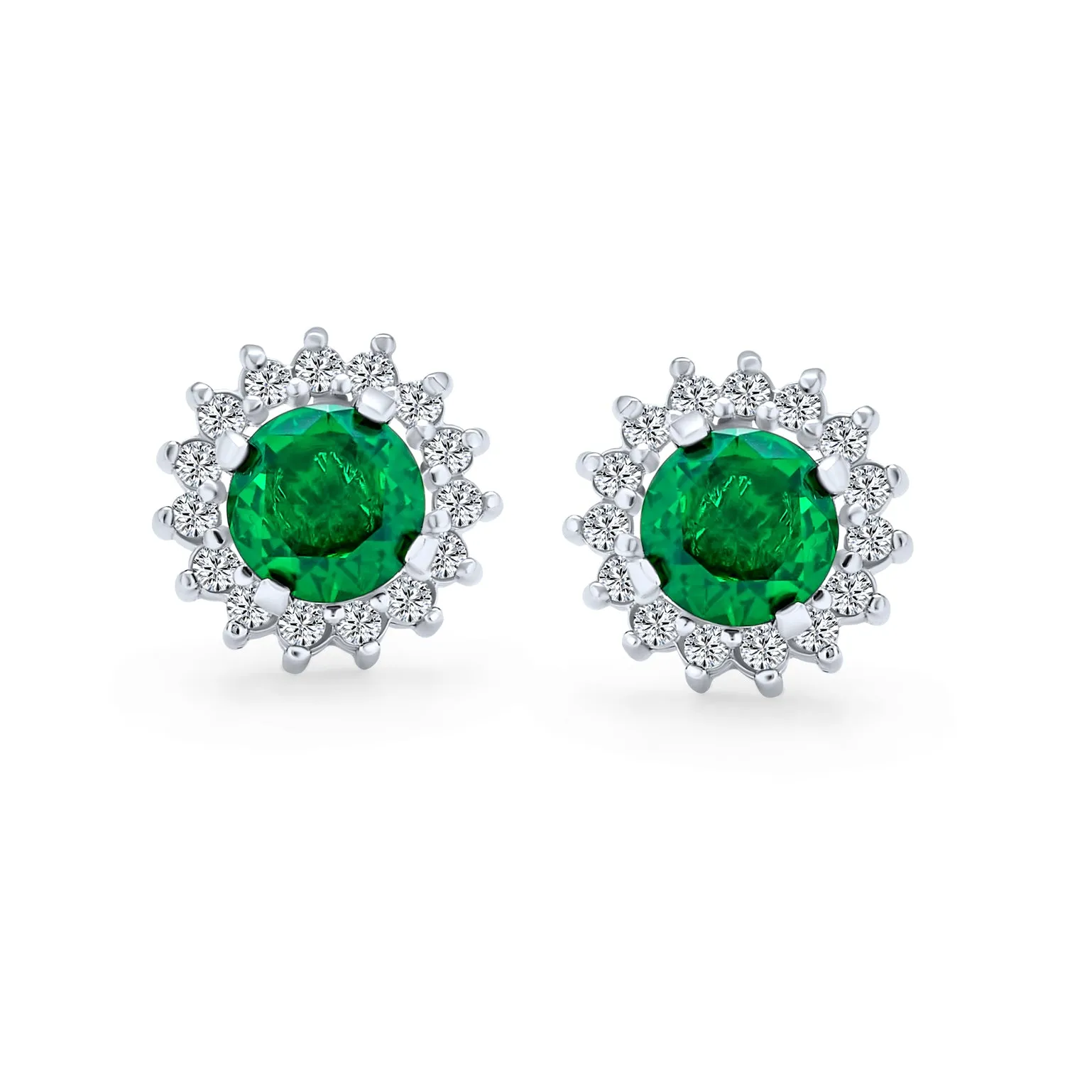 2 In 1 Earring Jacket with CZ Crown Halo & Solitaire Studs Sterling Silver