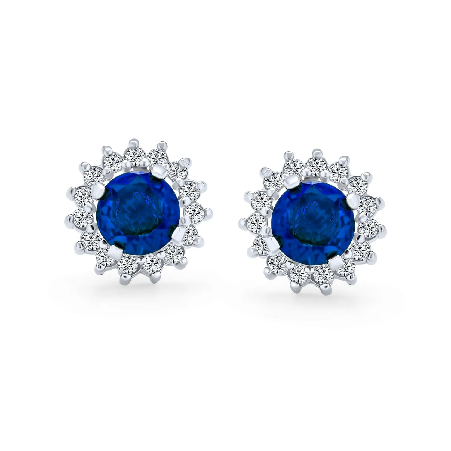 2 In 1 Earring Jacket with CZ Crown Halo & Solitaire Studs Sterling Silver