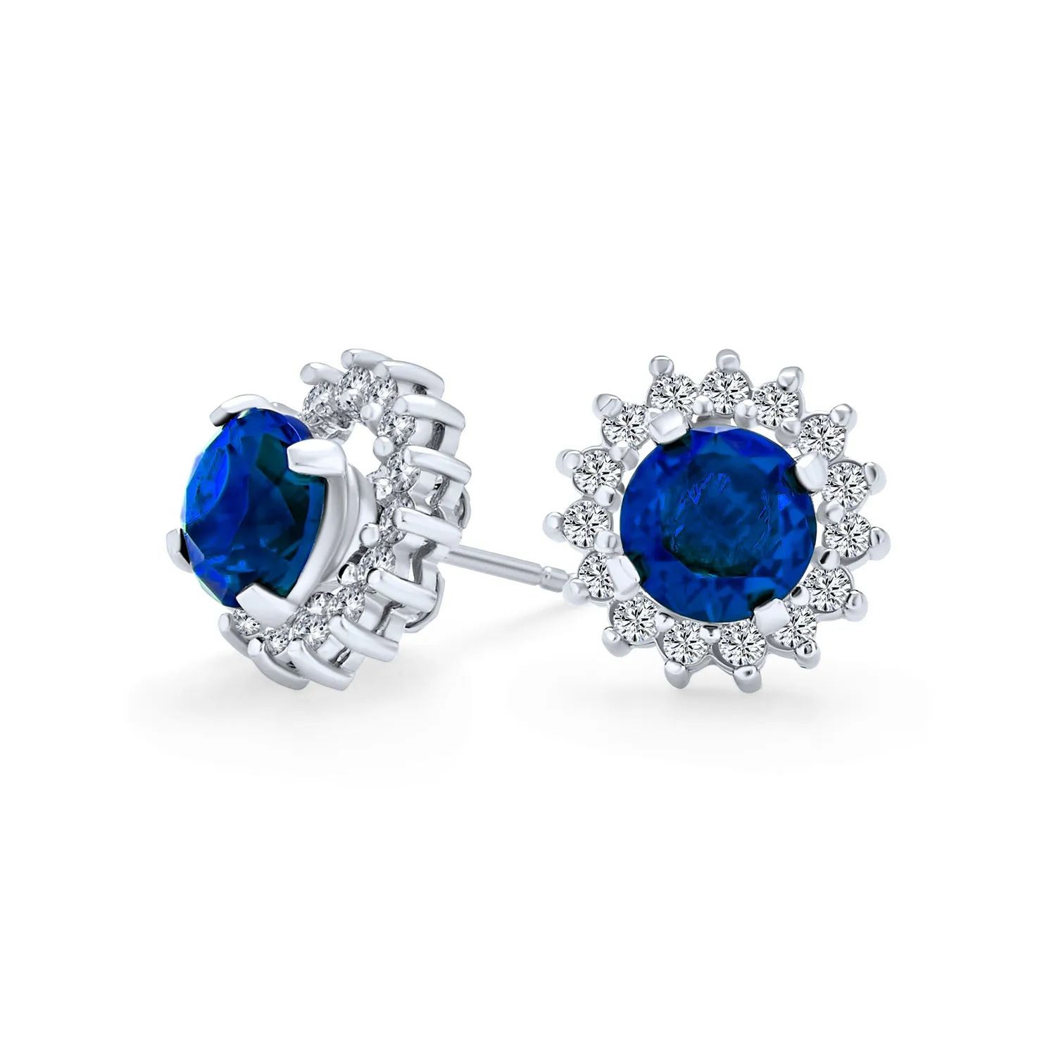 2 In 1 Earring Jacket with CZ Crown Halo & Solitaire Studs Sterling Silver