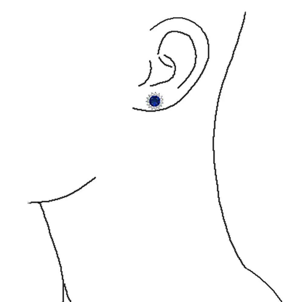 2 In 1 Earring Jacket with CZ Crown Halo & Solitaire Studs Sterling Silver