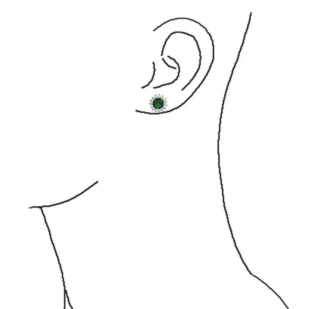 2 In 1 Earring Jacket with CZ Crown Halo & Solitaire Studs Sterling Silver