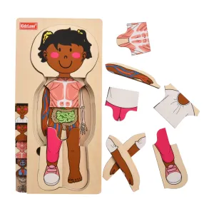 African American Girl Wooden My Body Puzzle For Toddlers & Kids - 29 Piece Girls