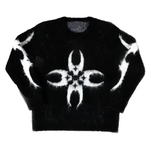 Back To School Joskaa 2024 Fall Fashion  American Winter O-neck Gothic Pattern Hairy Thick Knitted Man Woman Sweaters Women Fashion Long Sleeve Pullover Y2k Clothes Top