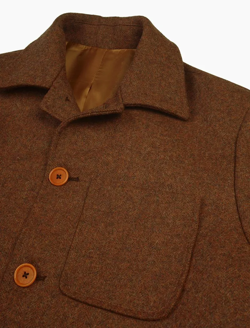 Brick Herringbone Wool Overcoat