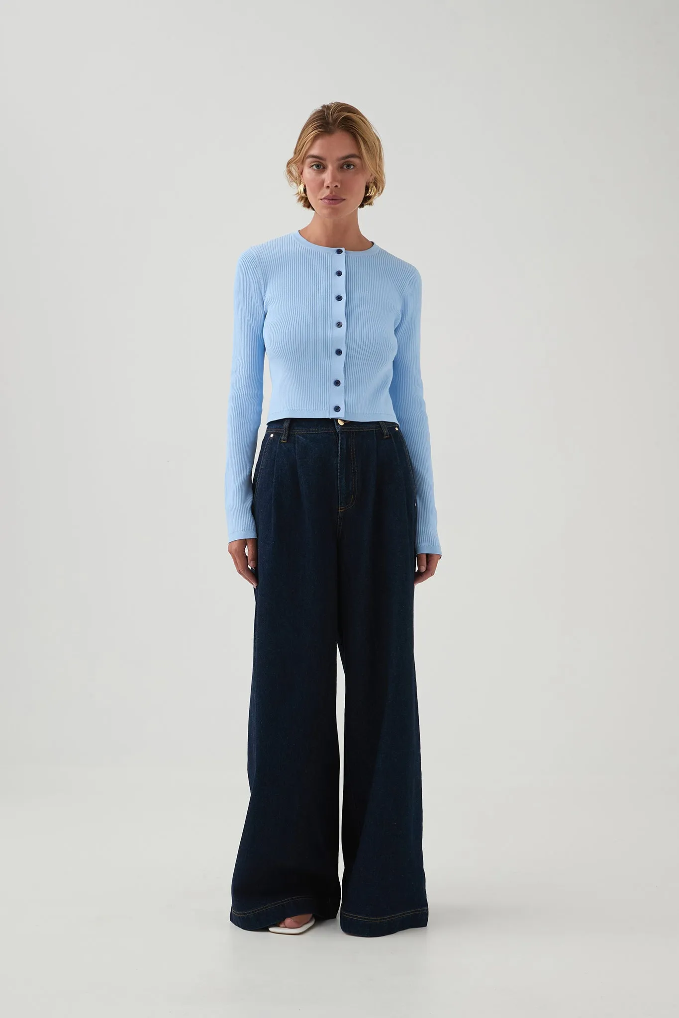 Deia Cropped Knit Cardigan