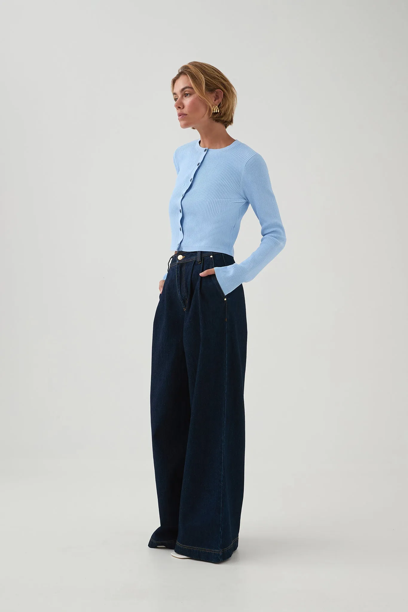 Deia Cropped Knit Cardigan