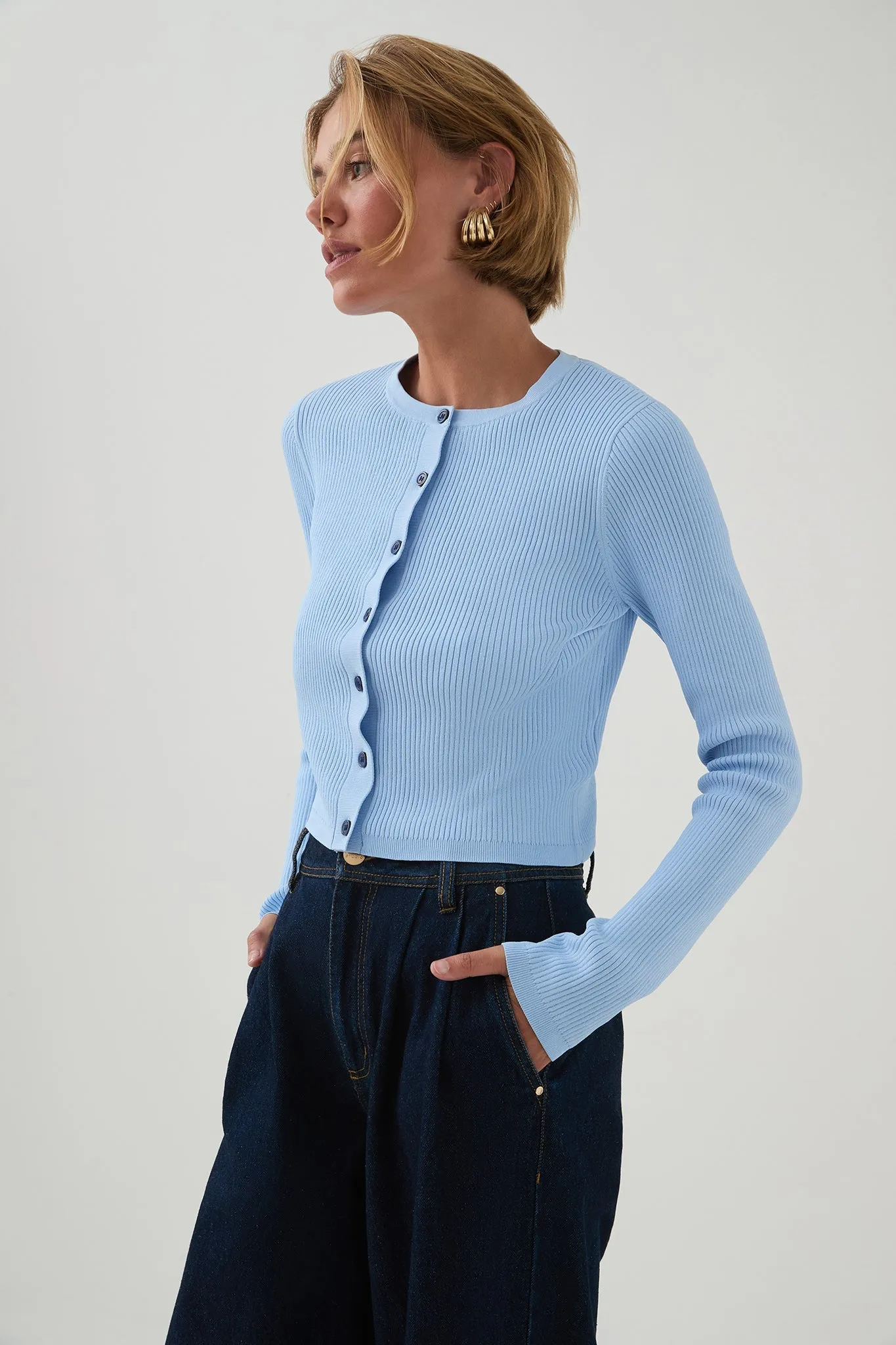 Deia Cropped Knit Cardigan