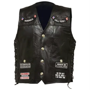 Diamond Plate Rock Design Genuine Buffalo Leather Vest- Med