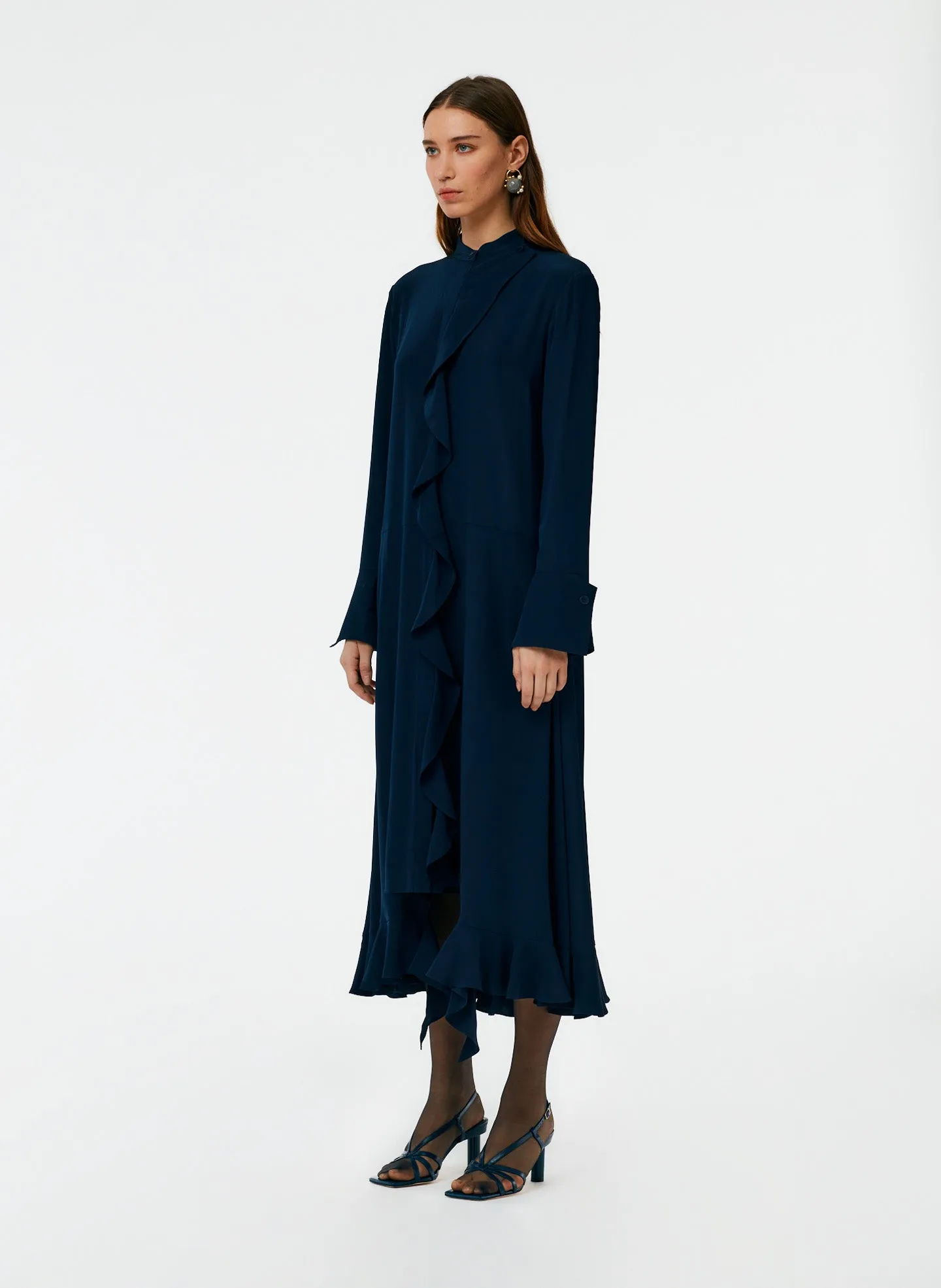 Eco Silk Detached Ruffle Shirtdress