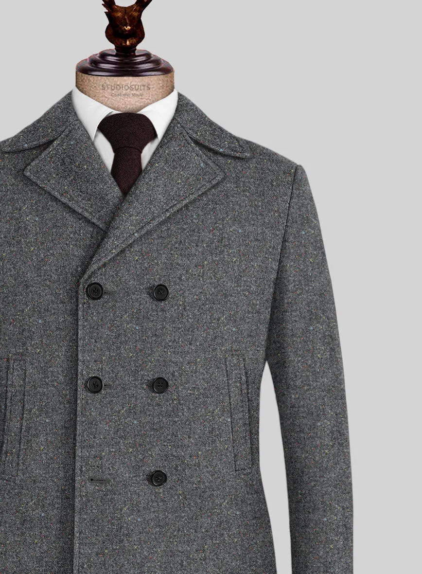 Harris Tweed Gray Speckled Pea Coat