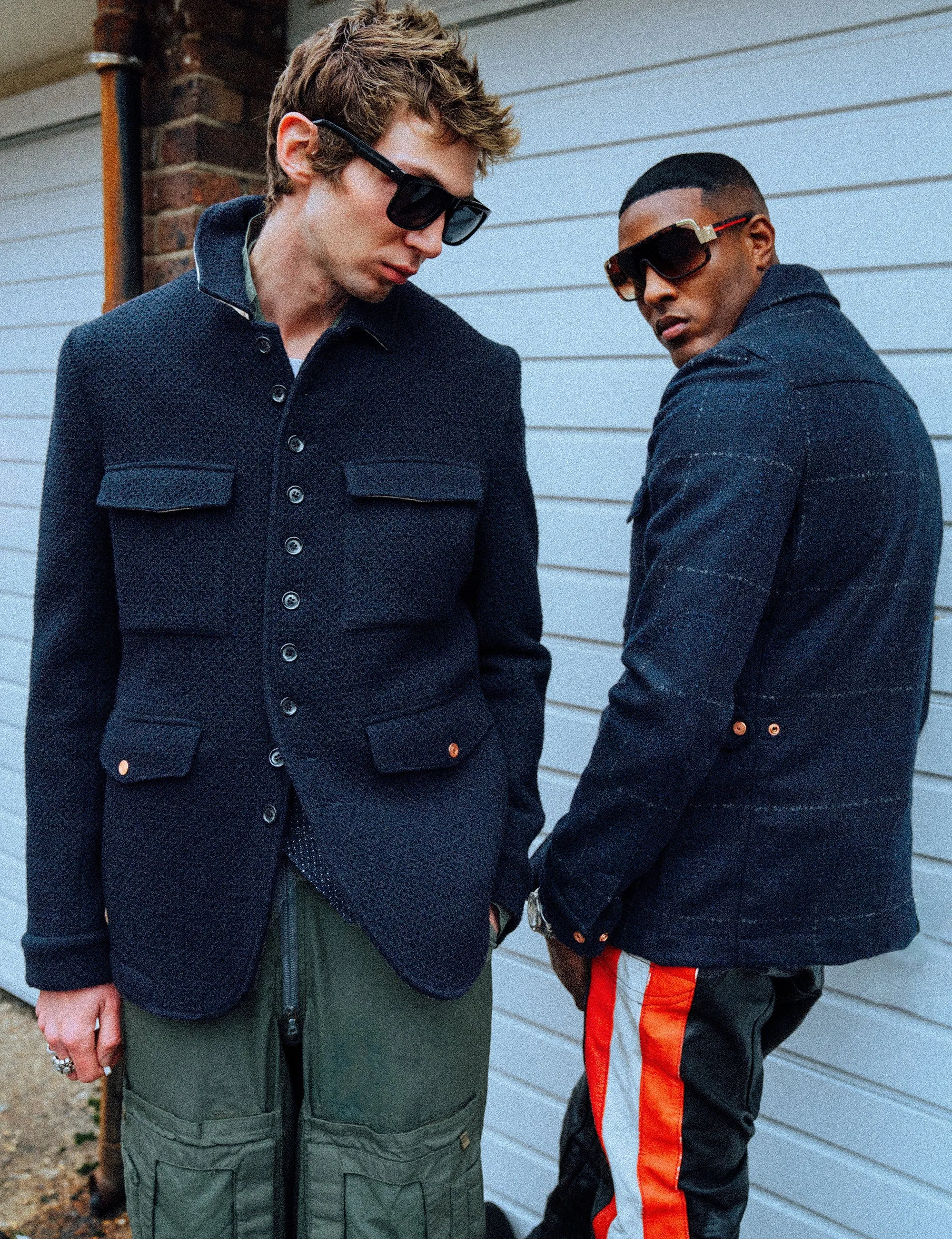 IMMORTAL Monaco Car Coat - Bouclé Windowpane Navy Check