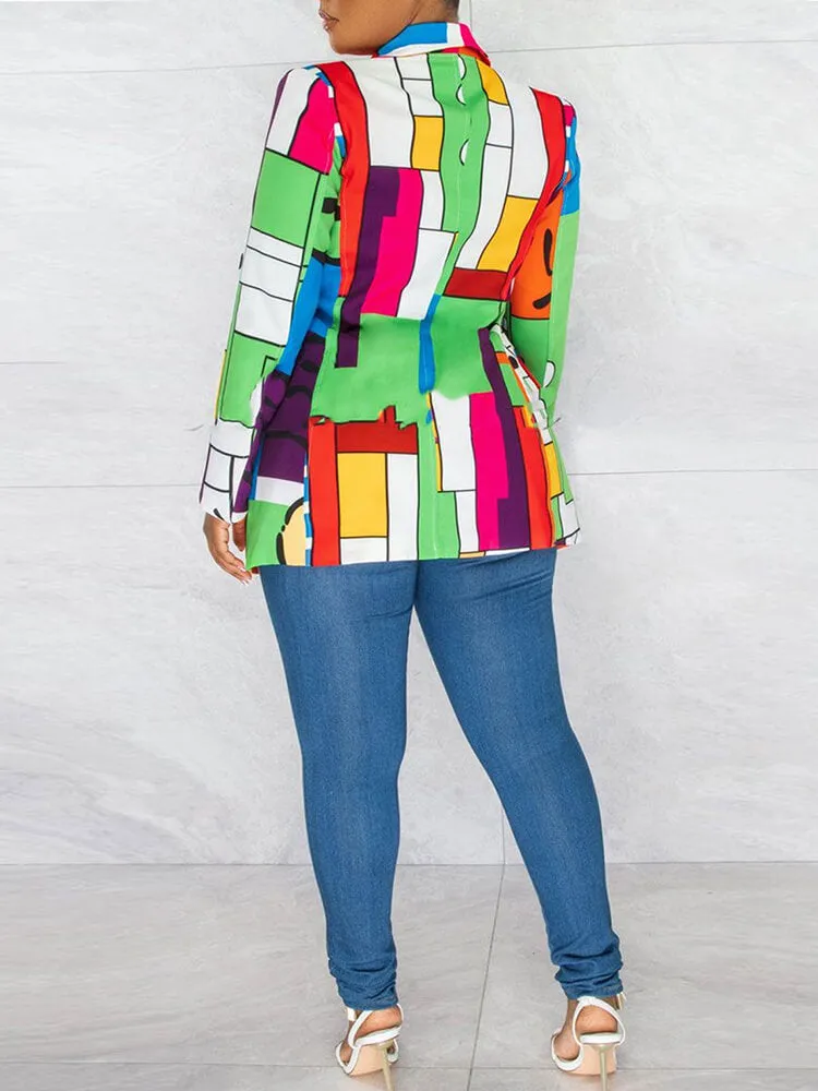 Long Sleeve Printed Button Jackets