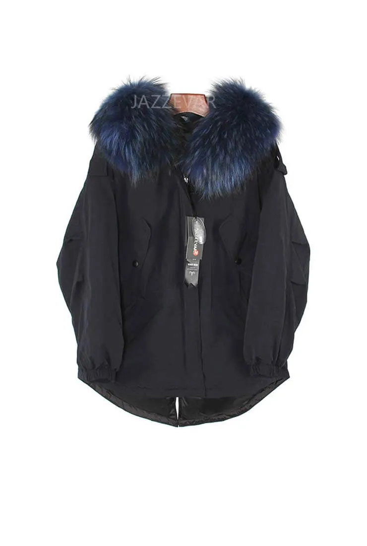 Loose Shape Mink Hair Trim Puffer Coat