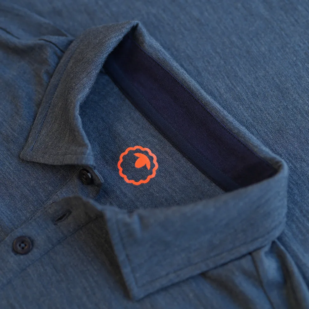 Mens Merino 200 Long Sleeve Polo Shirt (Denim/Navy)