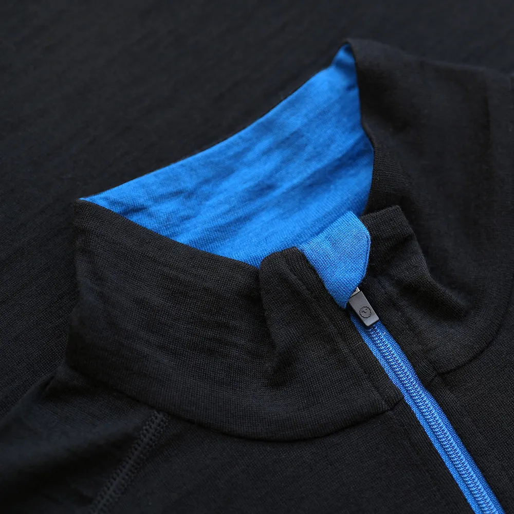 Mens Merino 200 Long Sleeve Zip Neck (Black)