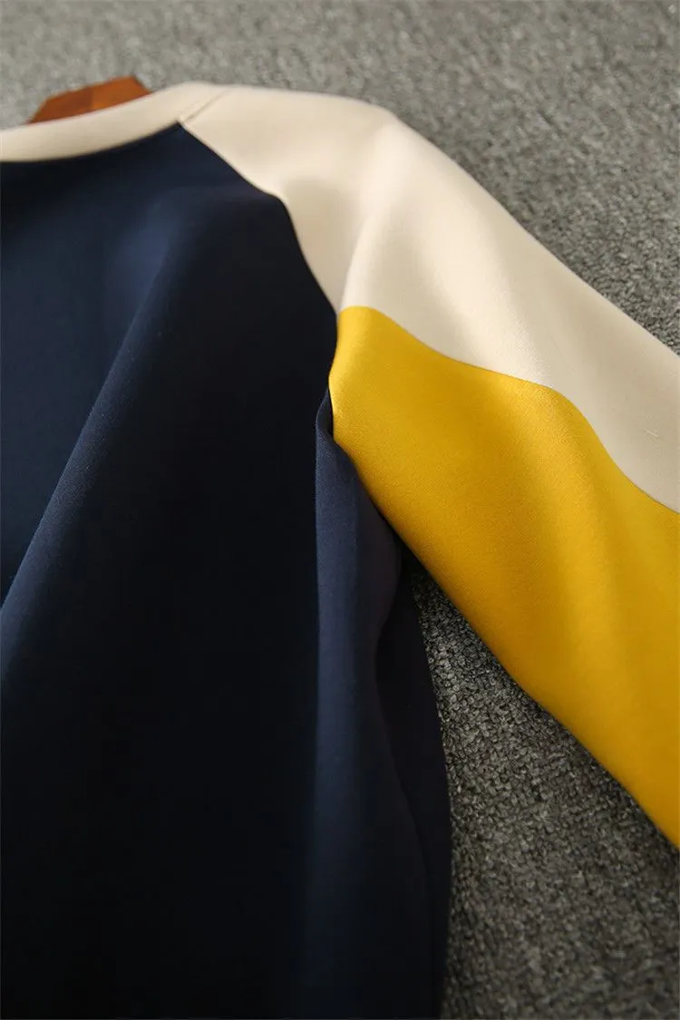Purpdrank - Autumn Winter Color Blocking Printing Letter Sweatshirts Women New Long Sleeve O-collar Plush Thickening All-match Top