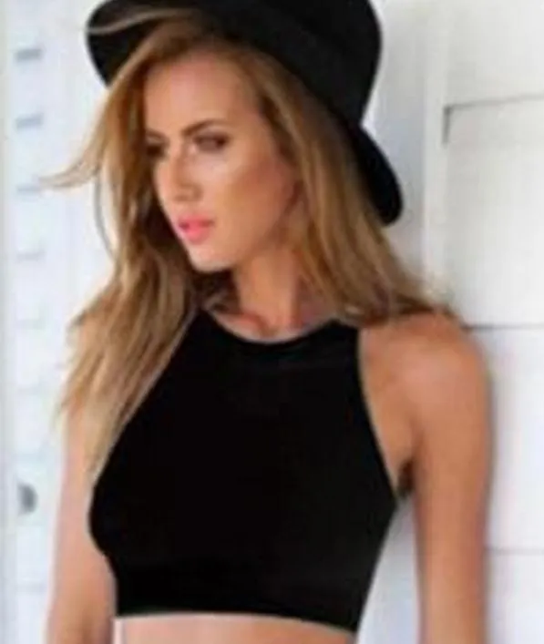 Spaghetti Pure Color Sleeveless Camisole  Vest Crop Top