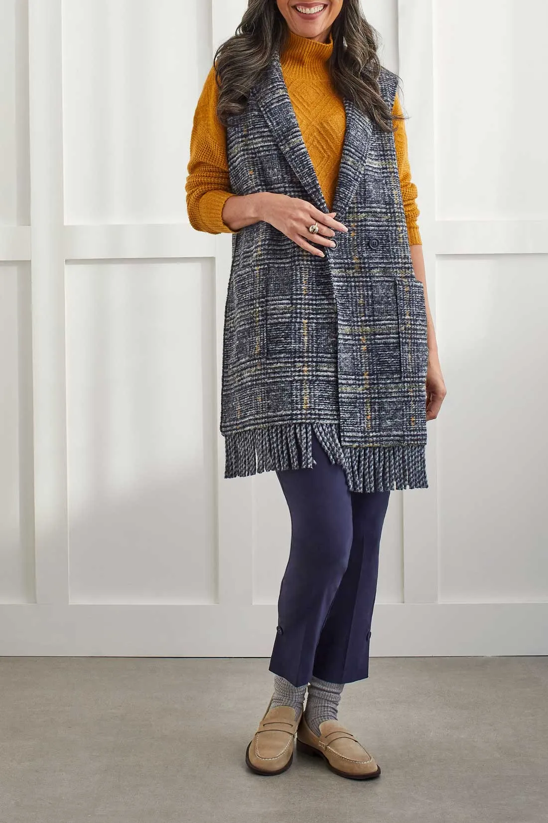 Tribal  Fall/Winter 2023-1440O/3070-Double Breast Vest -Sapphire