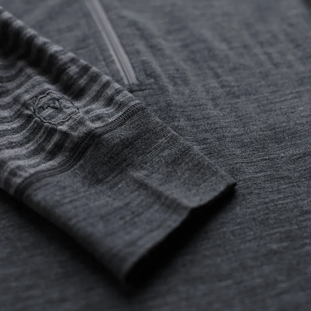 Womens Merino 200 Long Sleeve Zip Neck (Stripe Smoke/Charcoal)